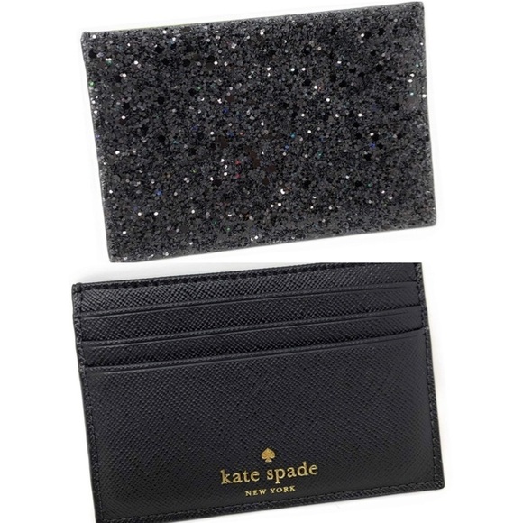 kate spade Handbags - Kate Spade Greta Court Graham Black Glitter Card Holder Wallet